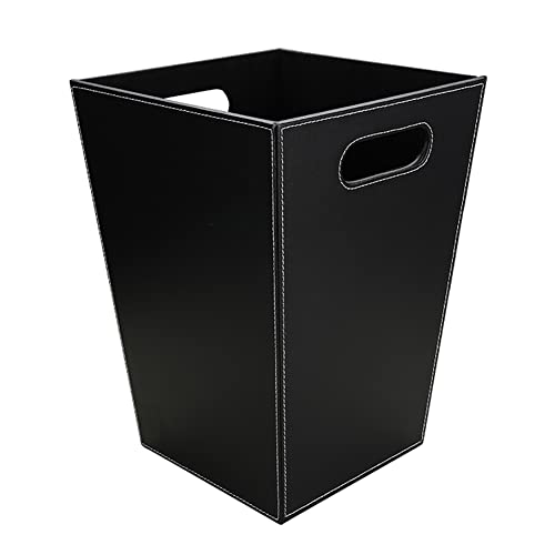 KINGFOM™ Klassisch Leder Papierkorb für Büro/Badezimmer/küche/Schlafzimmer (Platz-Schwarz)