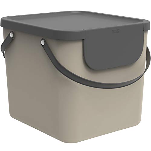 Rotho Albula Mülltrennungssystem 40l für die Küche, Kunststoff (PP) BPA-frei, cappuccino/anthrazit, 40l (40.0 x 35.8 x 34.0 cm)