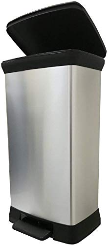 CURVER 187152 Deco Bin Abfalleimer, Plastik, Silber Metallic, 30 x 33 x 73