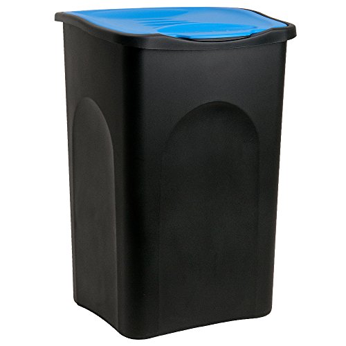 Stefanplast Abfalleimer 50 Liter mit Deckel Schwarz Grün Abfallbehälter Mülleimer Kunststoff Küche Büro groß