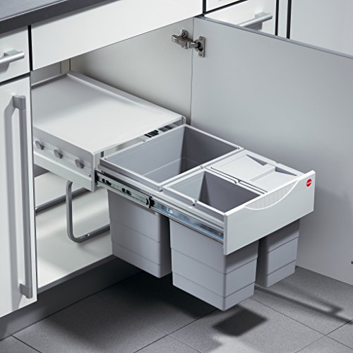 Hailo Raumspar Tandem Küchen-Abfalleimer, Plastik, Grau, One Size